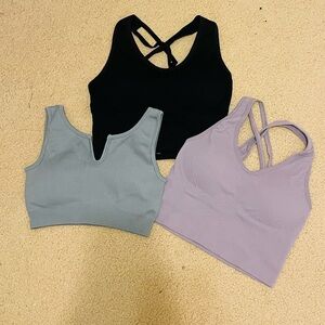 Women's Sports Bra Set - Black, Gray, and Purple